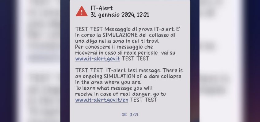 IT ALERT, SIMULAZIONE DEL COLLASSO DELLA DIGA DI RIO CANALE