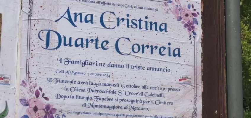 A COLLI AL METAURO L’ULTIMO SALUTO AD ANA CRISTINA, VITTIMA DI FEMMINICIDIO